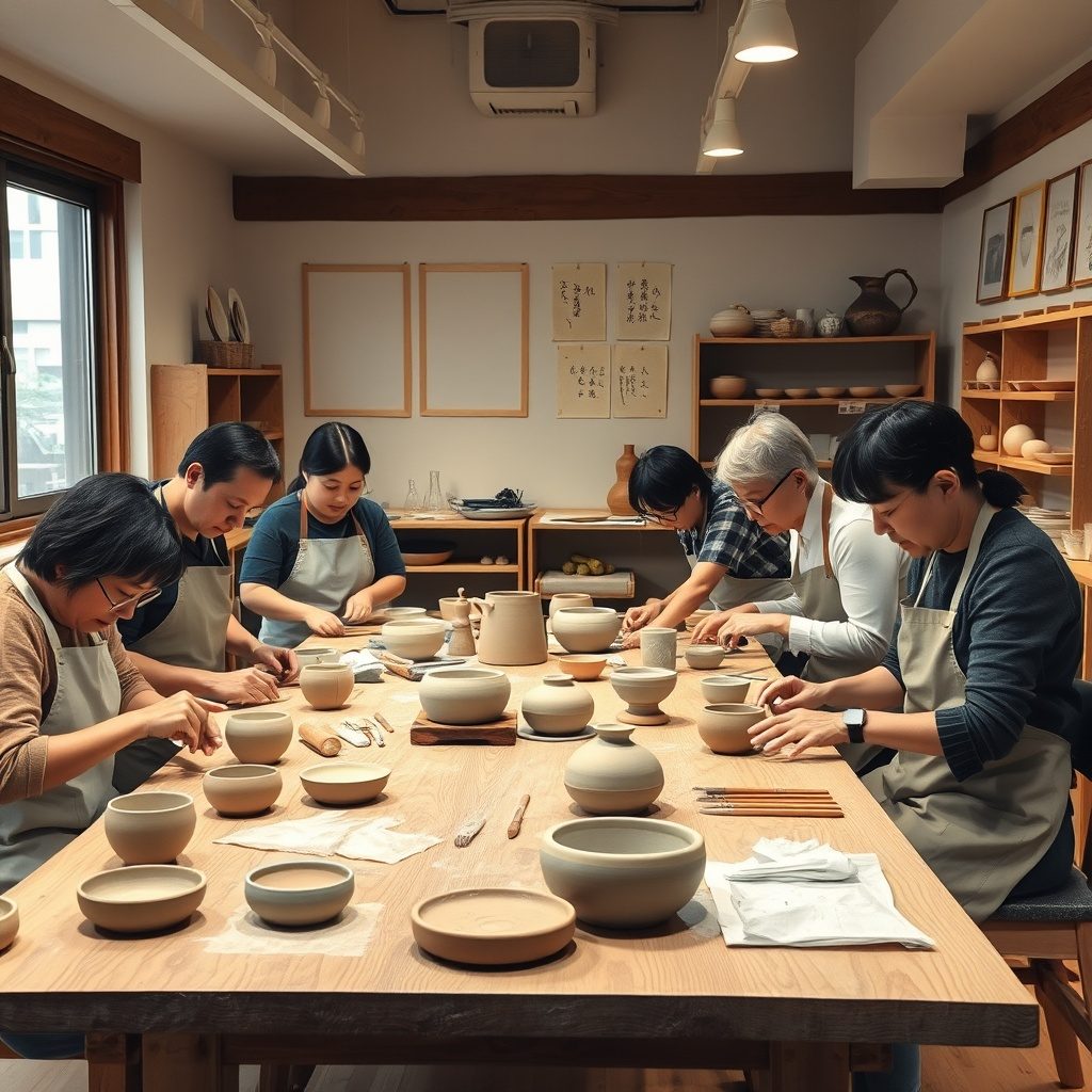 Pottery creations ready for firing