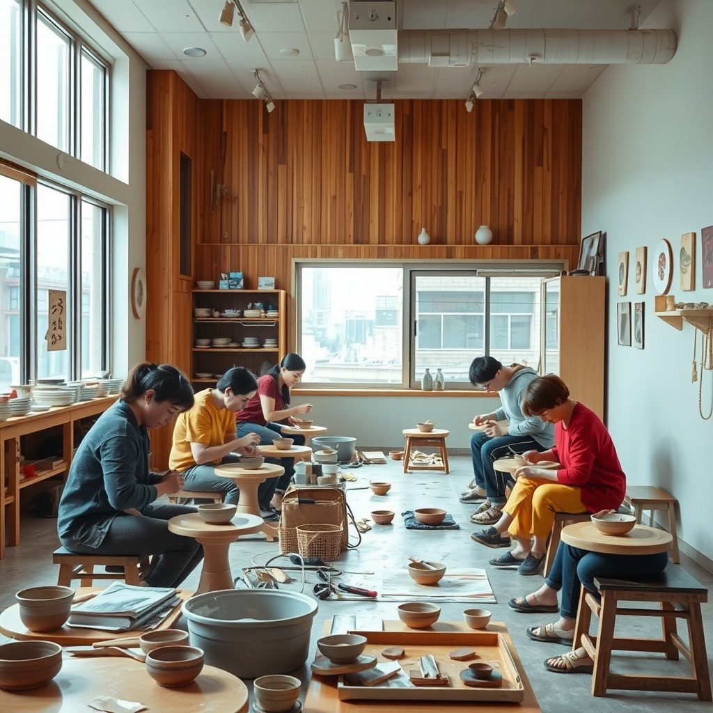 Pottery workshop in progress