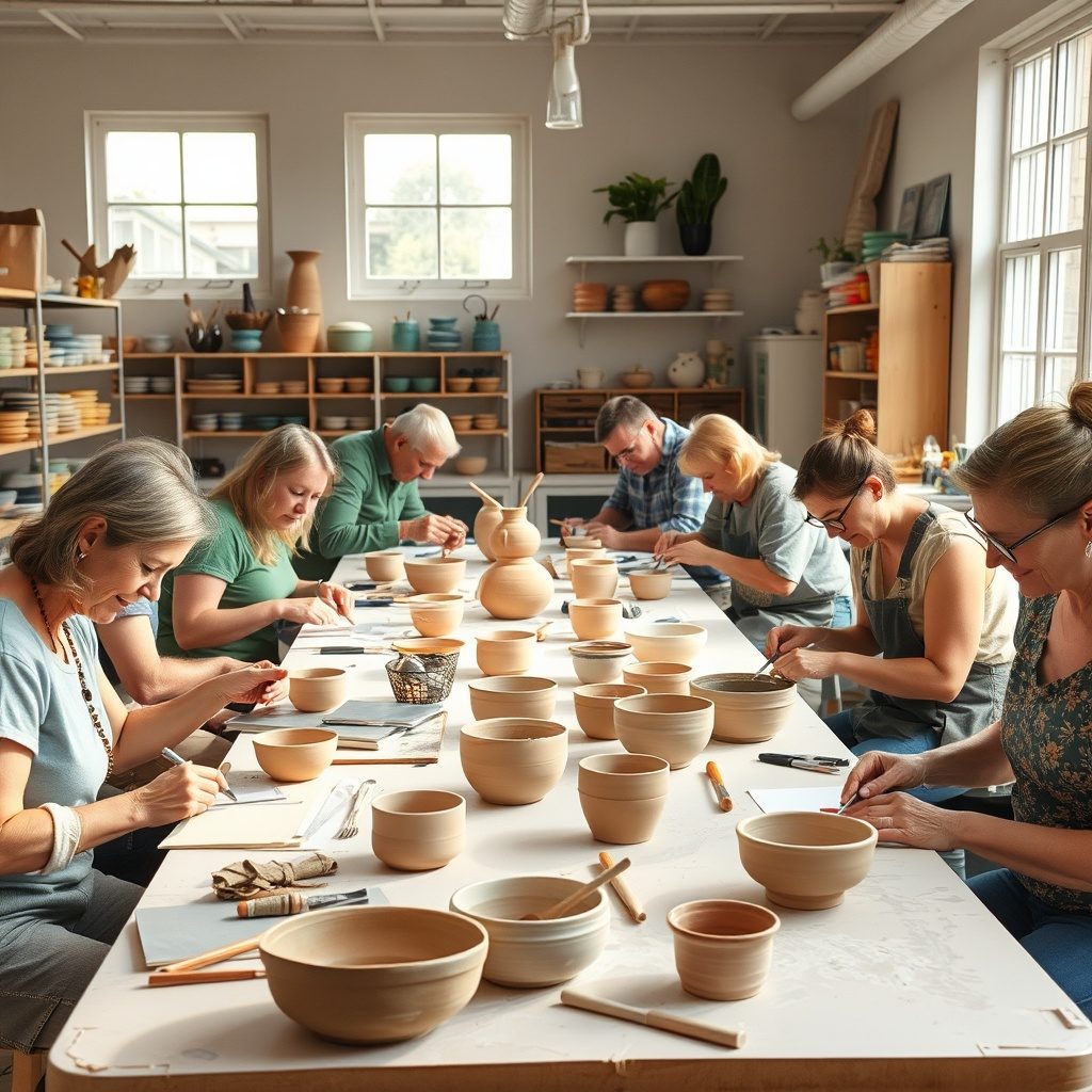 Pottery workshop in progress