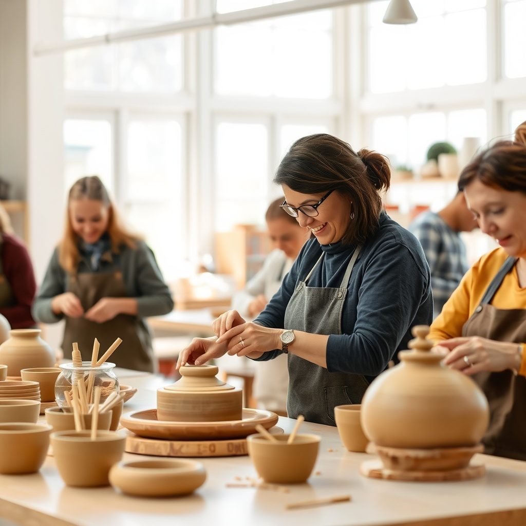 Pottery workshop in action