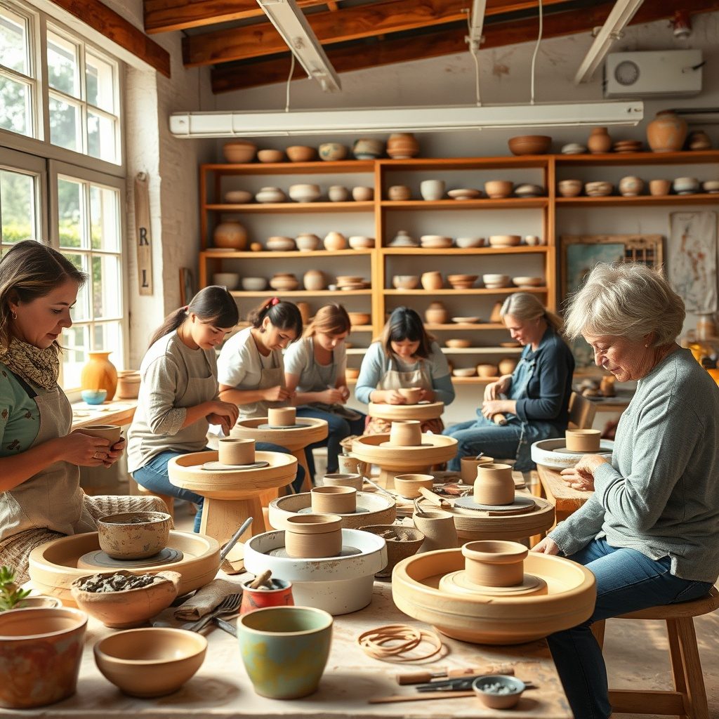 Pottery workshop in action