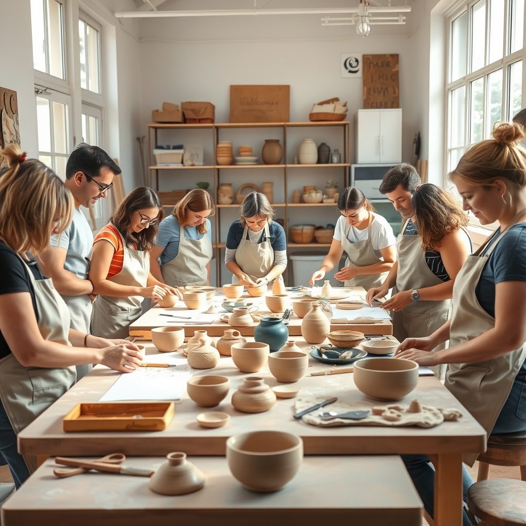 Pottery workshop in progress