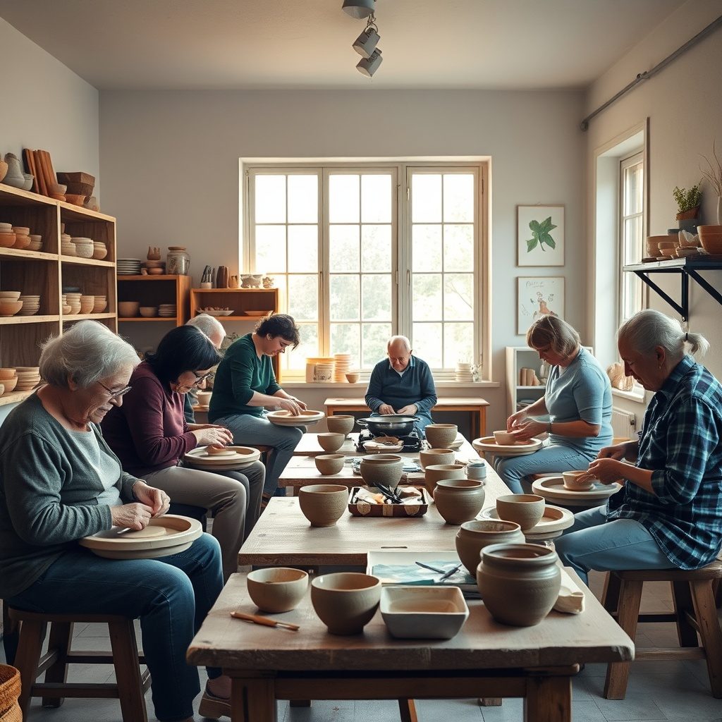Pottery workshop in action