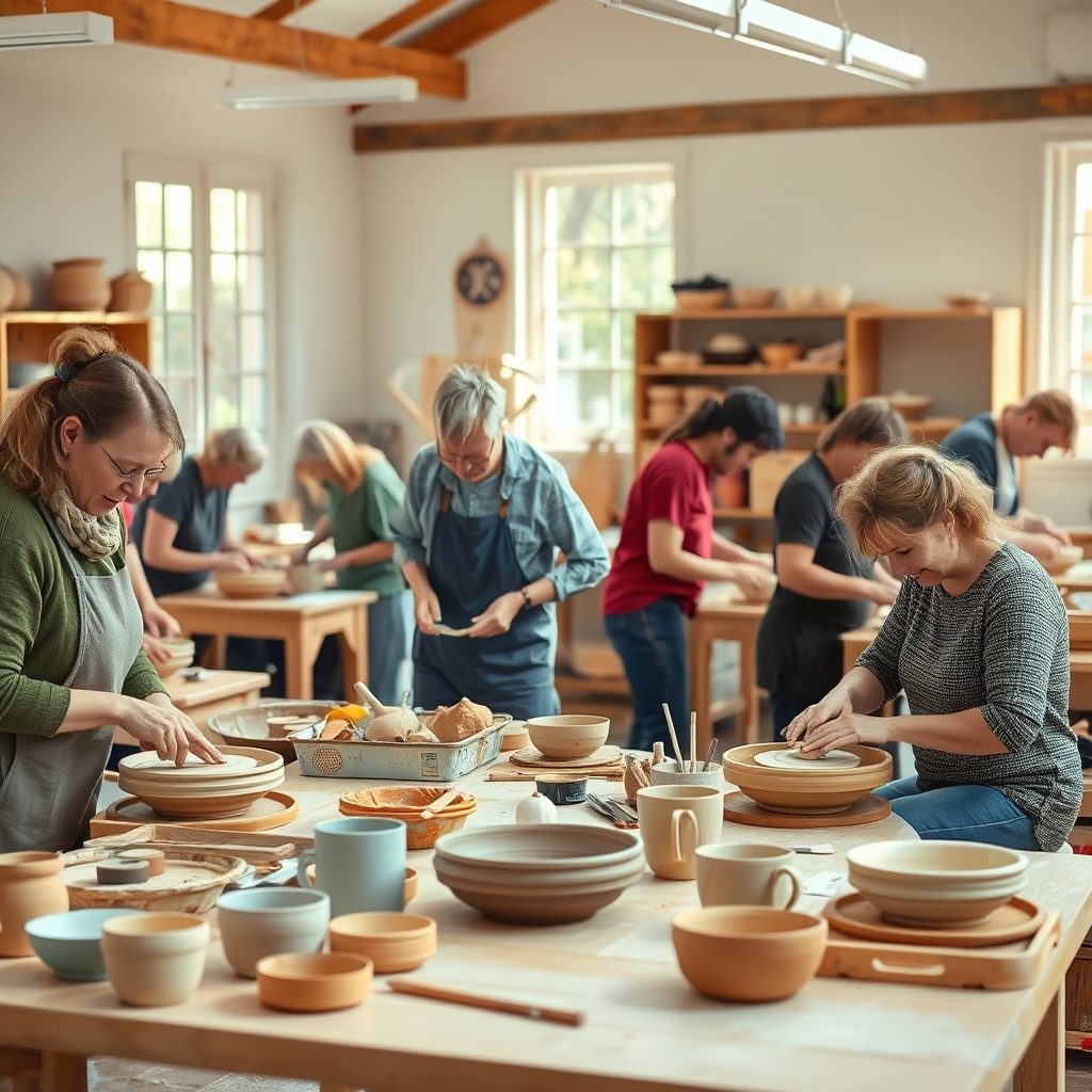 Pottery workshop in action